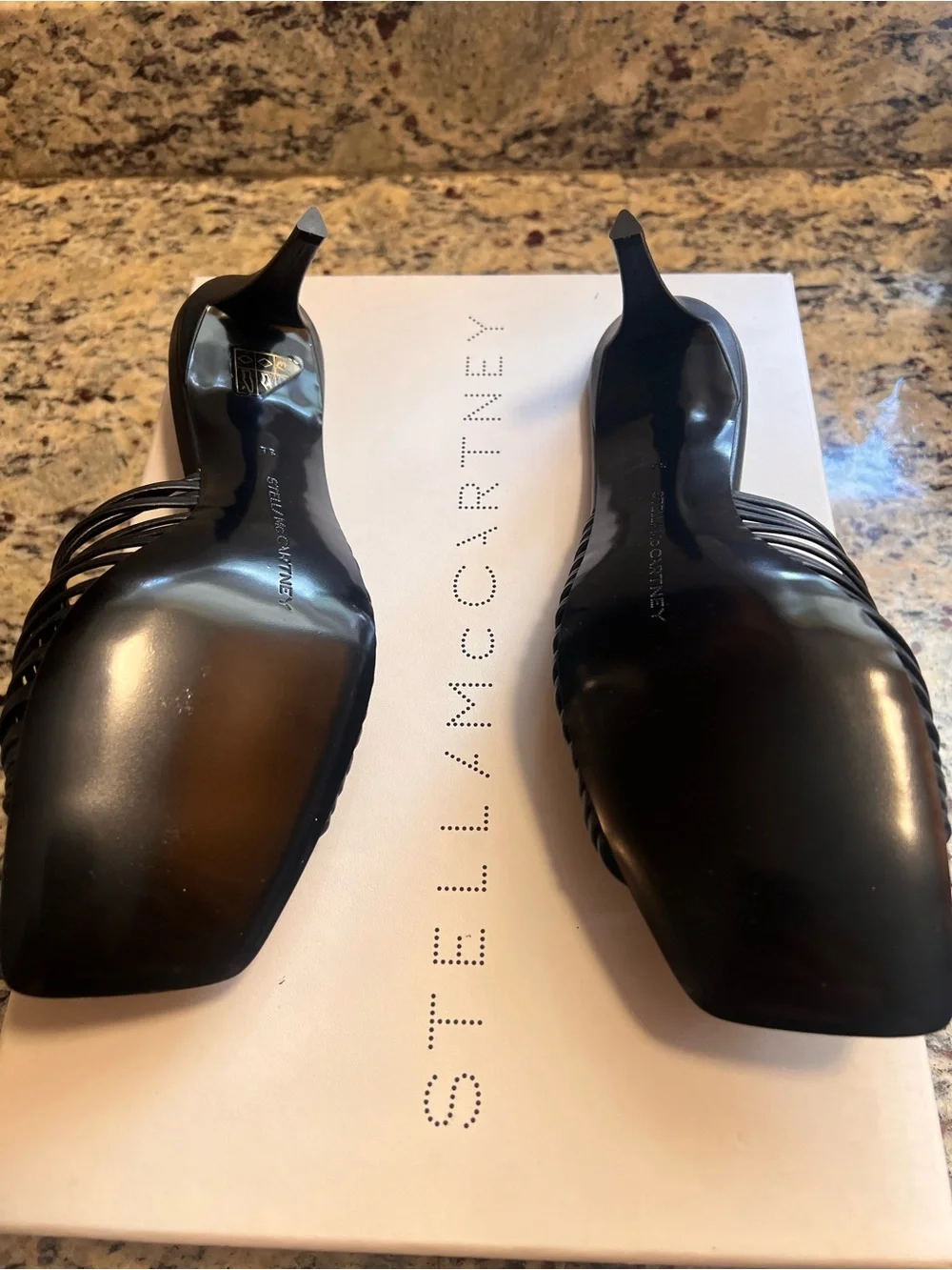 Stella McCartney Black Knotted Strap Slide Heels